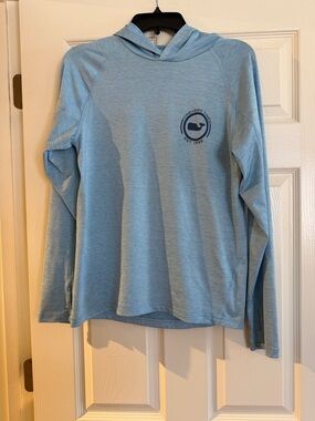 Vineyard Vines Light Blue Hooded Performance Long Sleeve Tee